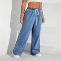 Amazon tiktok pinduoduo foreign trade cross-border fashion plus size drawstring elastic waist wide leg jeans