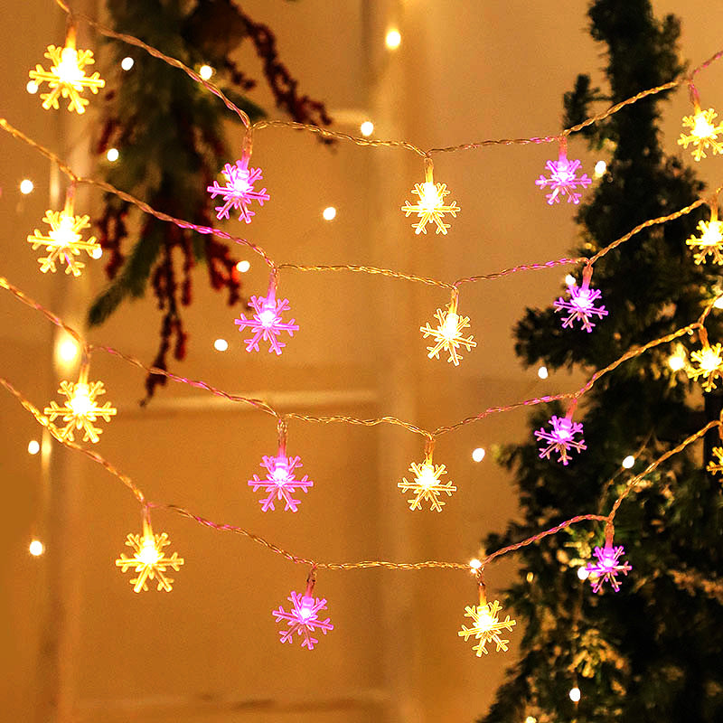 LED snowflake light string Christmas tree decoration small lights Battery box ambient light Christmas day hanging lights ins decorative lights