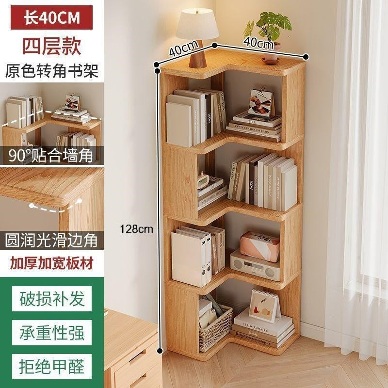 Rotating bookshelf, large capacity home storage rack, living room bookshelf, floor-standing storage rack, wall-mounted student bookcase, wooden bookshelf