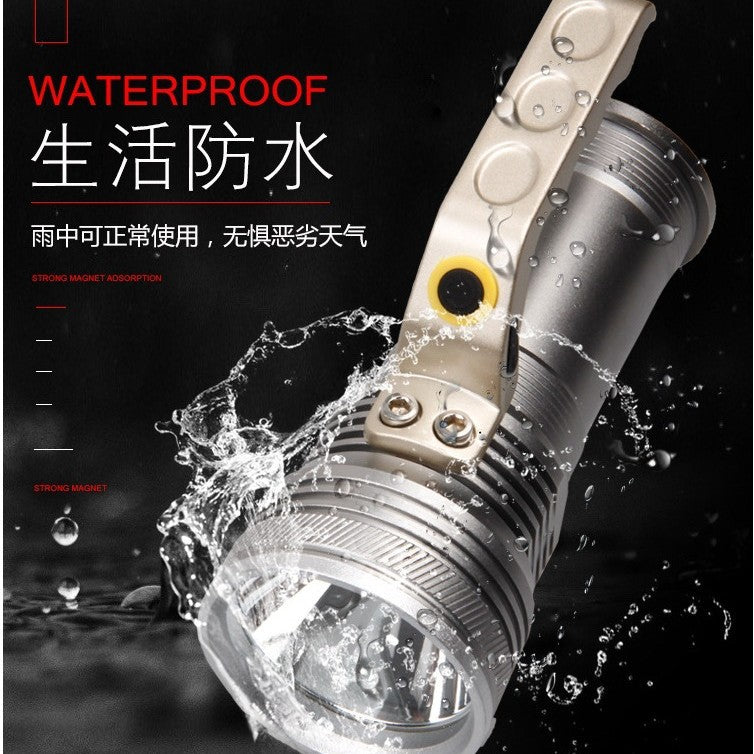 DC direct charging portable flashlight strong light remote USB charging searchlight LED strong light mobile phone power supply charging portable light