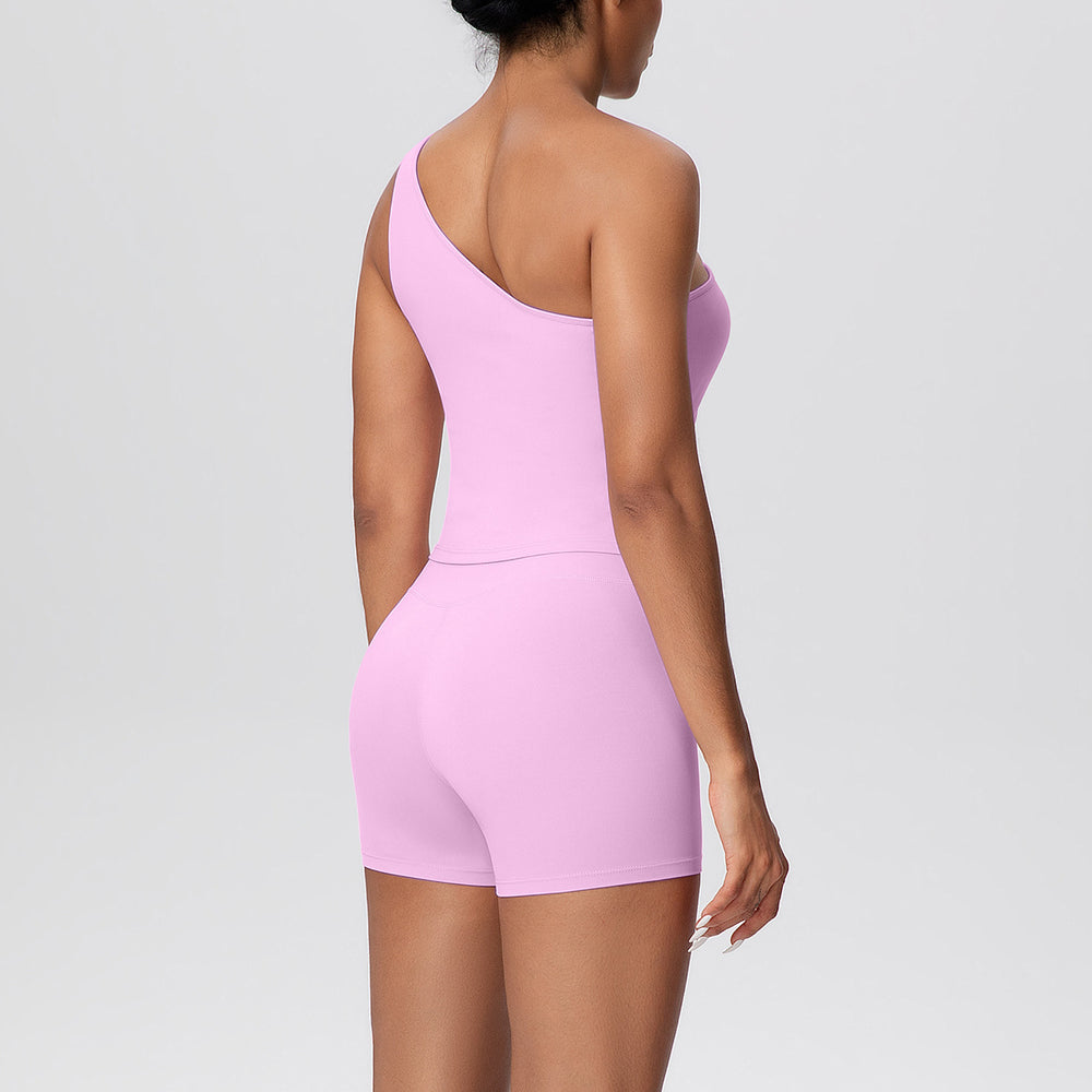 Sexy one-shoulder open-back activewear set: high-waisted, butt-lifting, compression yoga outfit - quick-dry running & fitness apparel