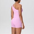 Sexy one-shoulder open-back activewear set: high-waisted, butt-lifting, compression yoga outfit - quick-dry running & fitness apparel