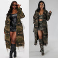 S391323 cross-border fashion independent station  european and american women's clothing ripped personalized camouflage long windbreaker outwear