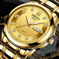 Xiangshiman fully automatic movement non-mechanical men watch double calendar luminous waterproof business steel wrist quartz watch