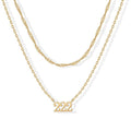 New arrival cross-border fashion easiest for match digital luxury necklace 14k gold-plated angel digital pendant women's layered necklace