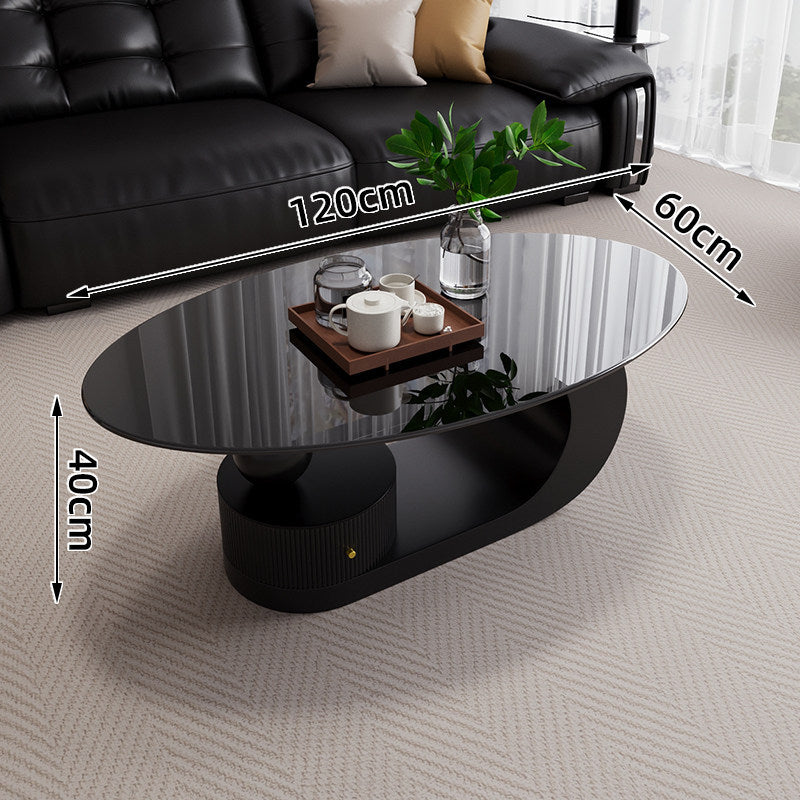 Italian style home light luxury oval tempered glass combination coffee table, high-end living room new modern minimalist coffee table