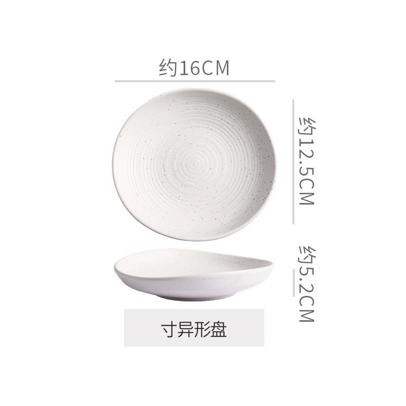 Minimalist blue and white polka dot ceramic bowls, plates, and dishes - perfect for home, restaurant, western cuisine, steak, high-end hotel, and unique dessert presentation
