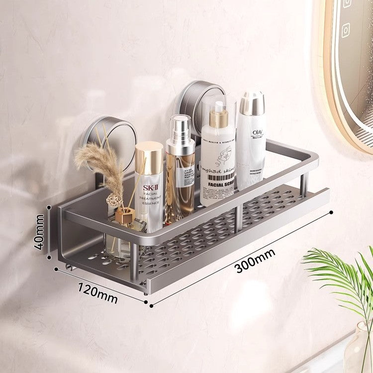 Suction cup shelf - wall mounted, no drilling required - bathroom & toilet organizer for vanity, washroom, and restroom