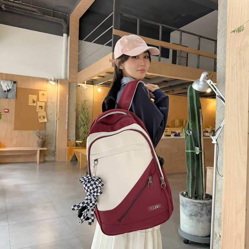 New schoolbag female college student junior high school large-capacity backpack wear-resistant weight-reducing schoolbag travel computer backpack