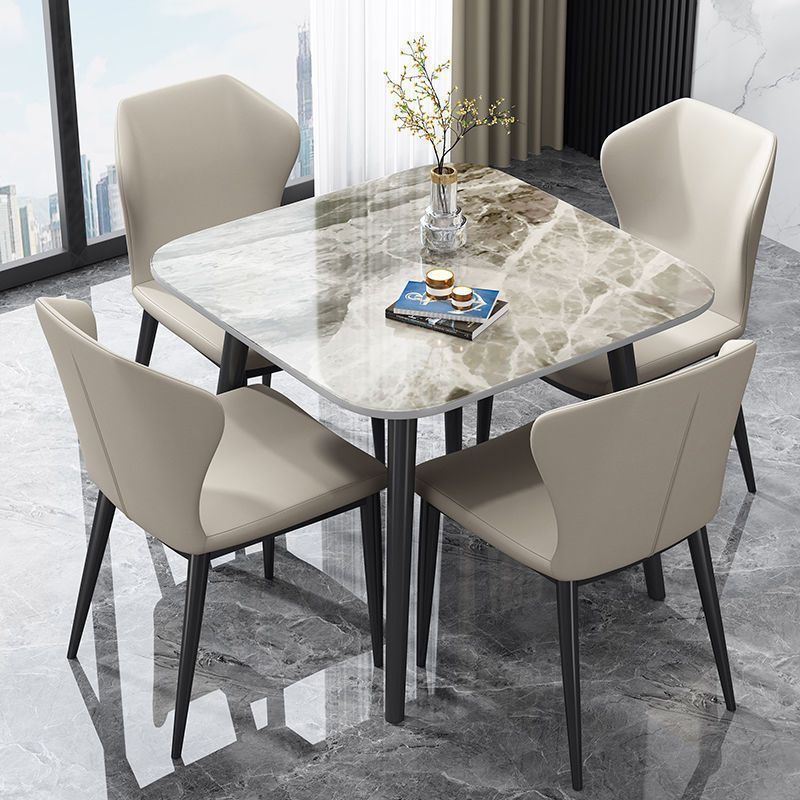 Italian imported glossy sintered stone dining table - square, compact, casual reception & negotiation table - trending home dining table
