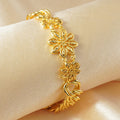 Luxurious 24k gold plated copper florals design chain bracelet for everyday wear, weddings and parties