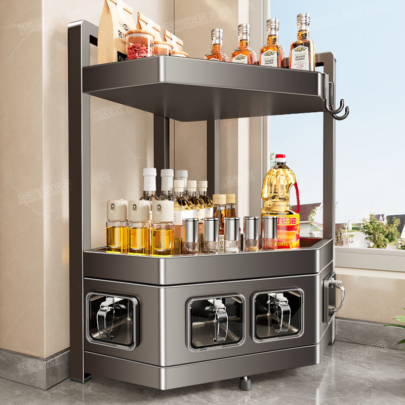 Kitchen Countertop Seasoning Shelf Household Multifunctional Seasoning Oil Salt Sauce Vinegar Storage Box Seasoning Storage Shelf