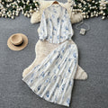 Gentle wind floral light mature style two-piece set female early autum strap waist slimming lookelegantsuitwork clothing outfit