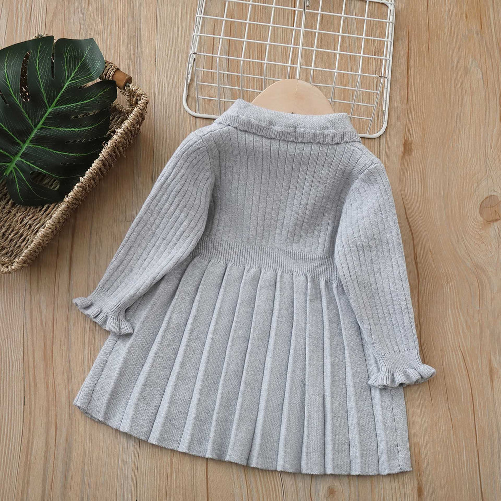 Girls' spring dresses  new spring collection - stylish and popular bowknot pleated skirt sweater dress for kids