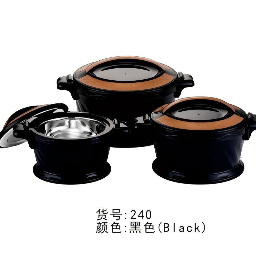 Export cross-border stainless steel thermal pot large capacity thermal rice bucket double layer pot 3pcs food warmer