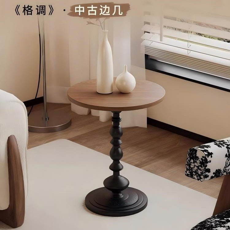 Medieval style side table living room sofa side cabinet new arrival simple small coffee table tea table retro round table