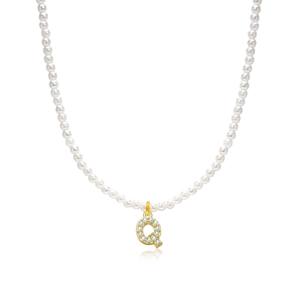 new arrival imitation pearl necklace niche style design 26 english letter pendant necklace classy sense collarbone chain necklace