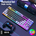 Leikui k87 wired keyboard - 87-key mechanical feel rainbow switch backlit keyboard with floating keycaps for gaming