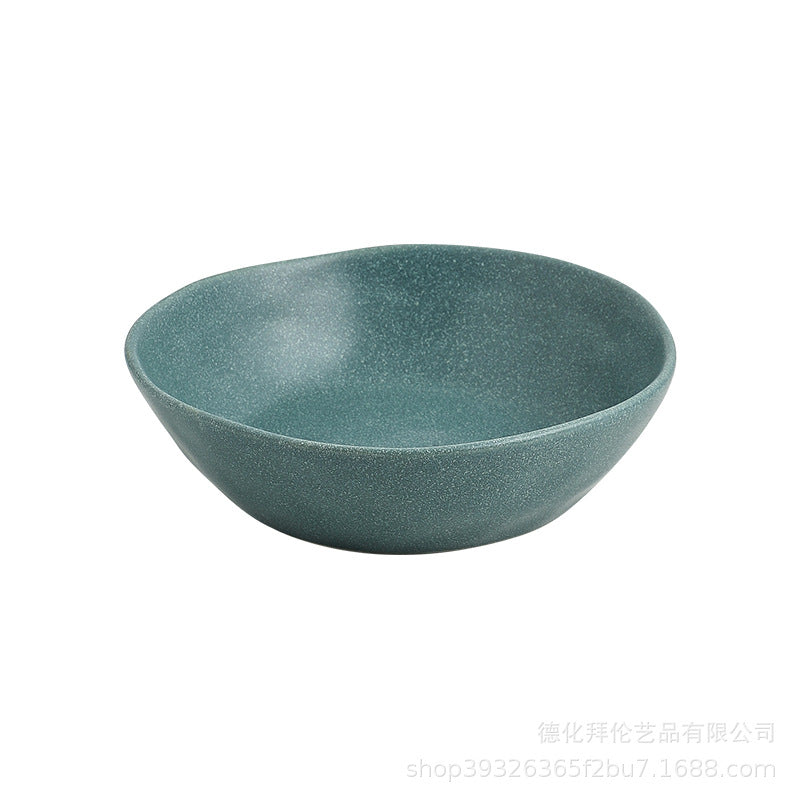 Irregular shaped bowls & plates - home ceramic salad bowl - nordic style shallow soup plate - matte minimalist flat plate - breakfast plate