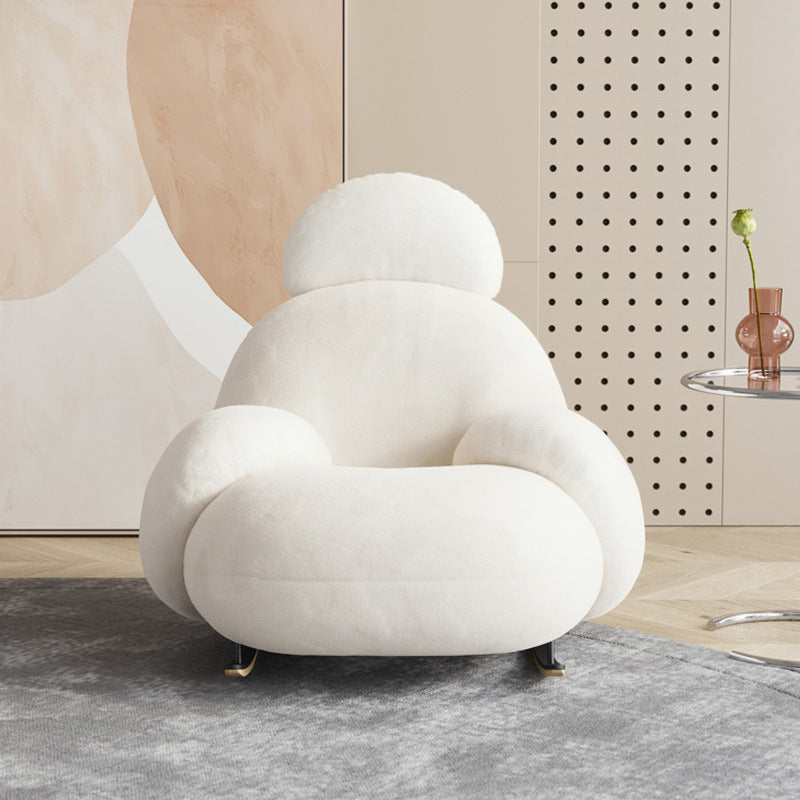 Cream style large white chair popular bedroom sofa single rocking chair lazy sofa casual modern balcony rest chair