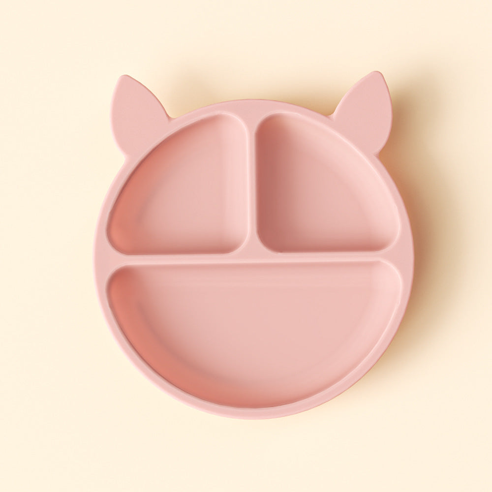 Children's dinner plate, baby eating, silicone bowl, infant food supplement bowl, suction cup type grid plate, mother and baby products tableware