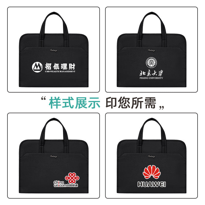 Large capacity business briefcase waterproof document bag conference folder oxford cloth file bag with custom logo printing