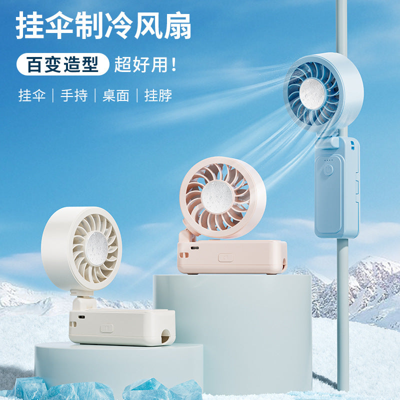 new outdoor hanging umbrella fan portable mini handheld hanging neck ice compress clip fan gift wholesale