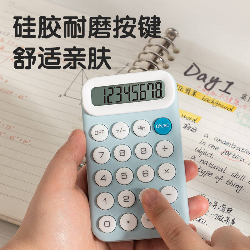 Deli TE10 Portable Calculator (Table) Candy Color Cute Student Small Computer Silicone Buttons