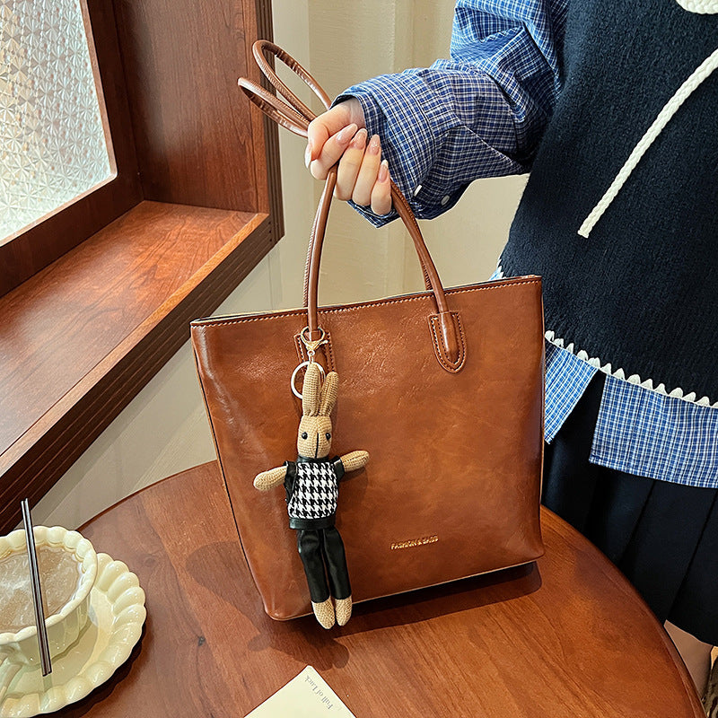 Simple retro tote bag women's 2025 new winter large-capacity versatile shoulder bag premium commuter bag