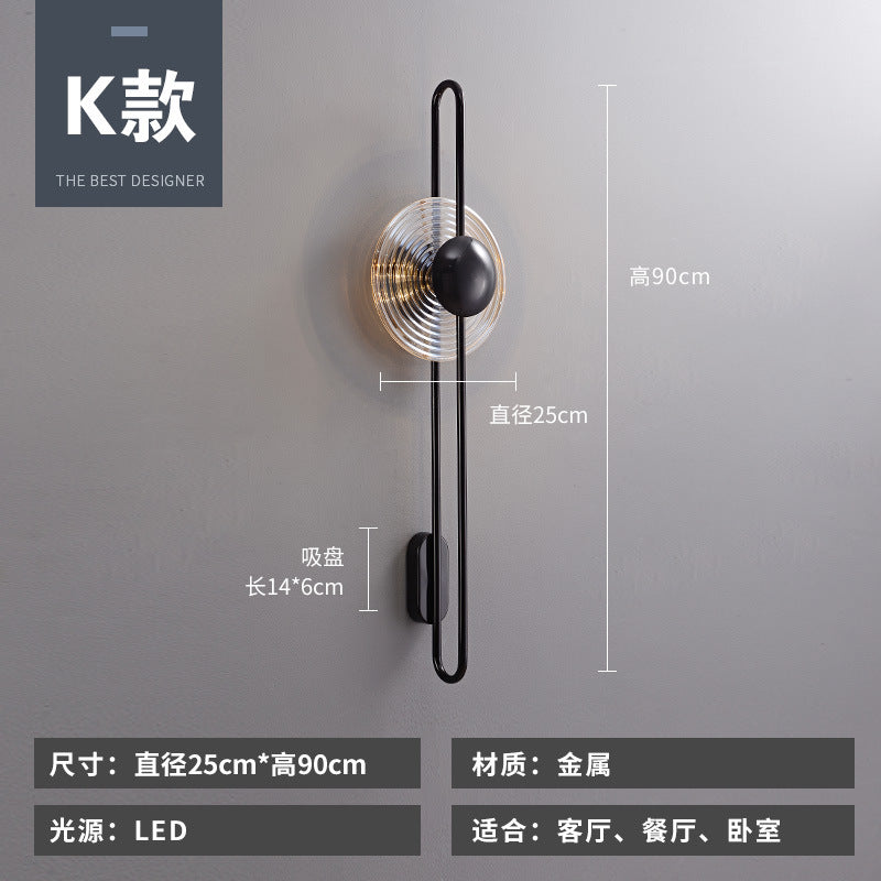 Modern minimalist wall sconce, long style, solid brass, for living room backdrop, hallway, aisle, glass ripple bedside, project wall lighting