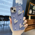 Suitable for apple 16pro metal photo frame pearl heart mobile phone case iphone7p/xr pure color protective cover