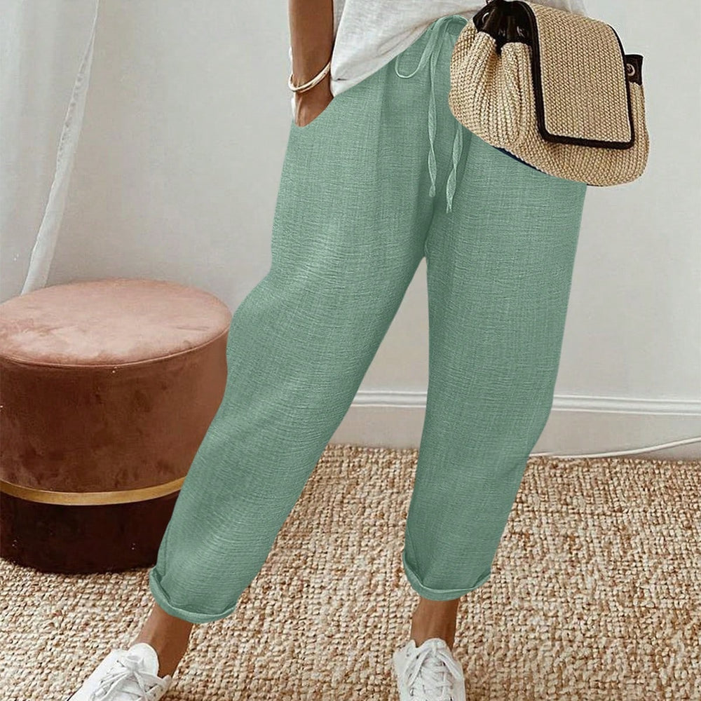 women's clothing  pure color drawstring loosecasualstraight-leg pants workwear pants elegantwork clothing