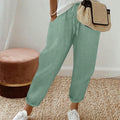 women's clothing  pure color drawstring loosecasualstraight-leg pants workwear pants elegantwork clothing