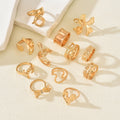 Wholesale glossy ring sets - european & american cross-border jewelry - statement lava line, bowknot, and heart alloy rings for women