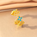 Copper micro-embedded diamond four-leaf clover hot-selling open ring female niche styleinsfashionelegantaccessible luxury ring jewelry