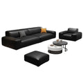 Italian normcore big black cow sofa modern casual small apartment living room straight row four-seater genuine leather art sofa