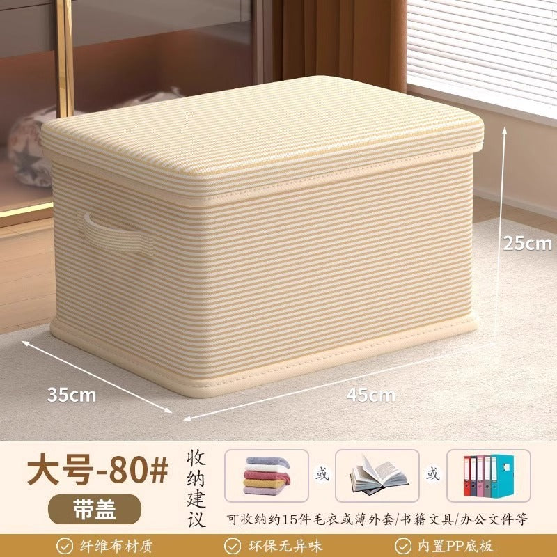Striped Lid Storage Box Household Clothing Quilt Toy Storage Basket Large Capacity Multifunctional Snack Storage Box