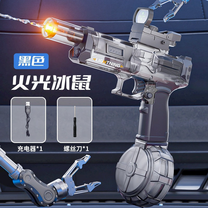 wholesale hot-selling fire-breathing electric water gun, ice mouse fire light, manual and automatic ice explosion foreign trade electric water gun toy