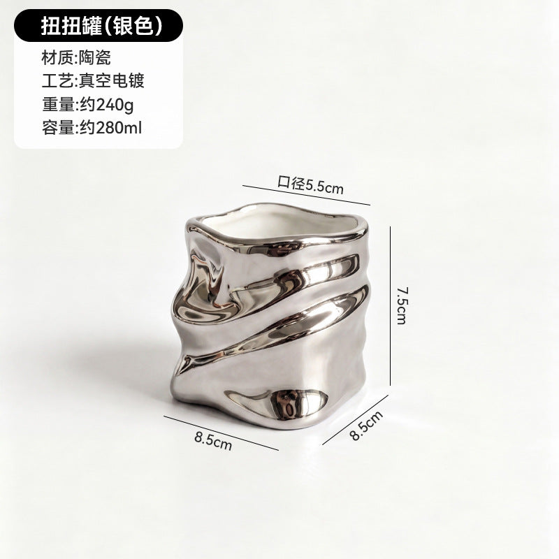 stainless steel creative twisted shape fruit fork set creative colorful ceramic storage jar wholesale