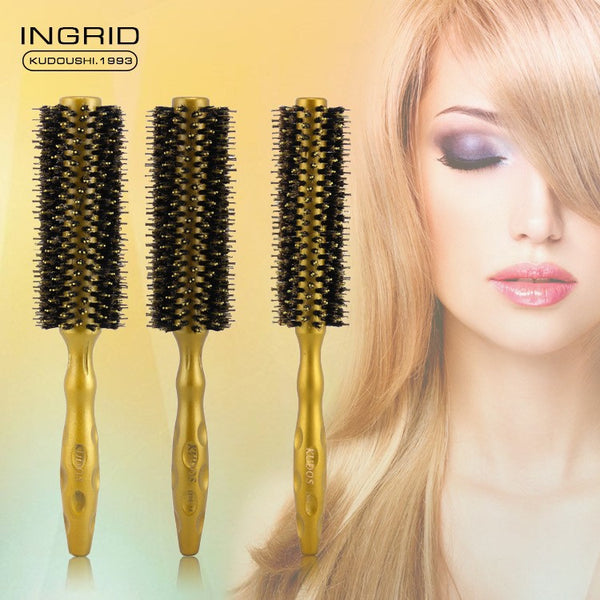 Hair tools straight hair comb barber shop blow styling hair salon cylindrical roll comb solid wood handle anti-static comb roller comb