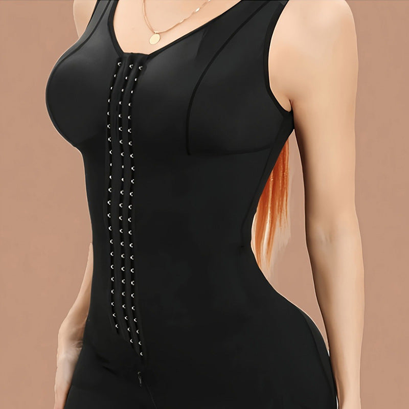vest shapewear three-breasted women's jumpsuit zipper open pants shapewear all-in-one enhanced corset