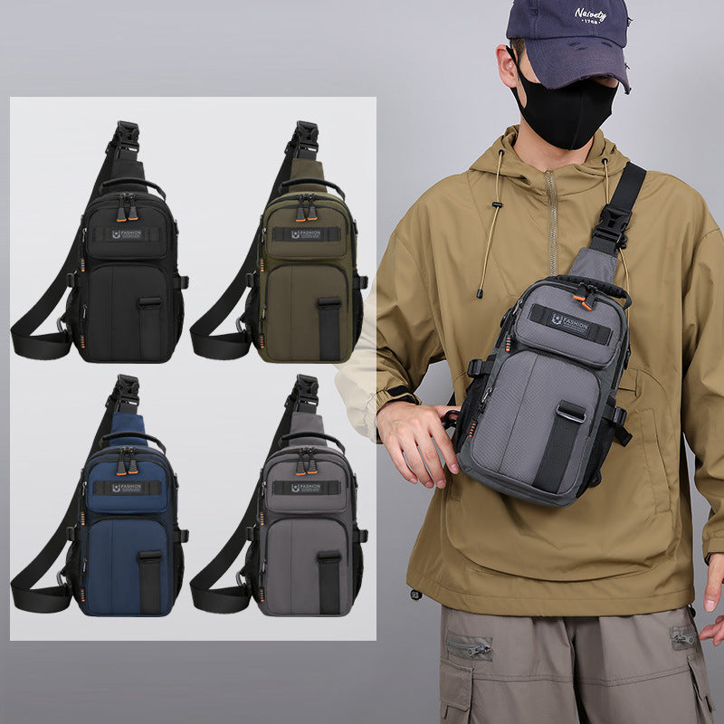 New Men's Casual Breast Bag Outdoor Sports Function Wind Personality Shoulder Crossbody Bag Large Capacity Portable Shoulder Bag