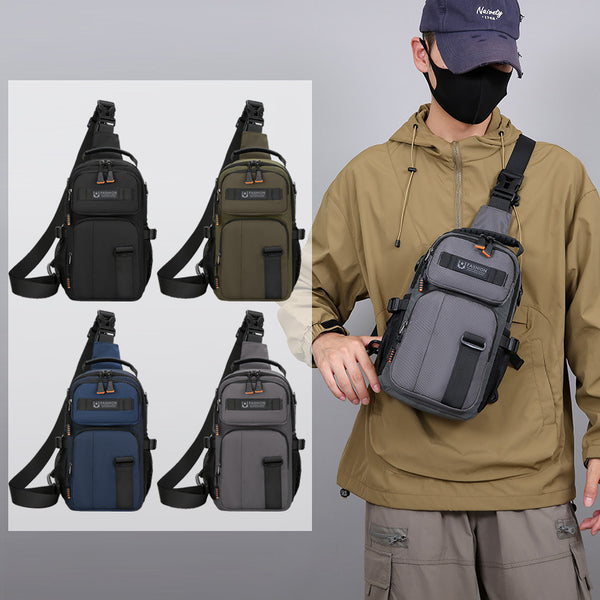 New Men's Casual Breast Bag Outdoor Sports Function Wind Personality Shoulder Crossbody Bag Large Capacity Portable Shoulder Bag