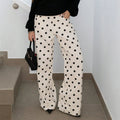 European and american retro polka dot print wide leg jeans women's high waist drapey loose floor-length american style straight leg pants