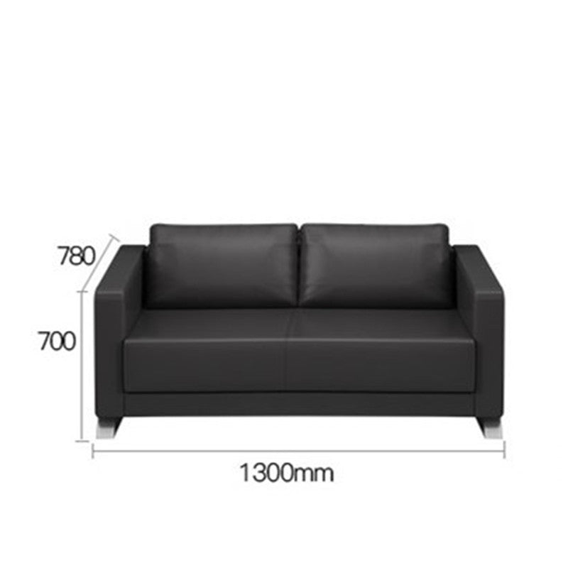 Business black leather office sofa casual reception room three-seater modular sofa lounge minimalist sofa