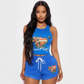 cross-border fashion positioning printed tank top and shorts casual set