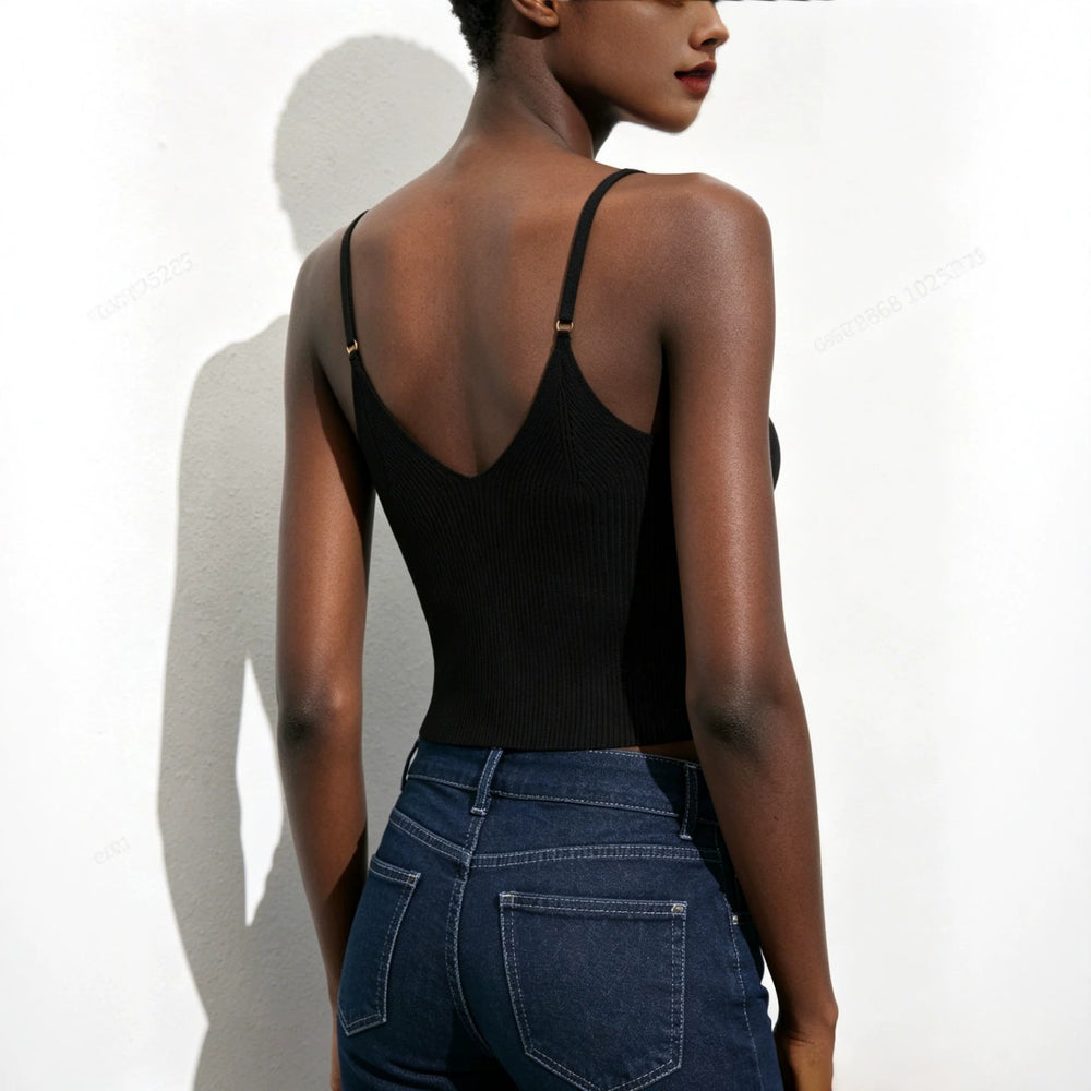 european and american cross-border tank top camisole women's summer outerwear inner layer v-neck slimming sweater top