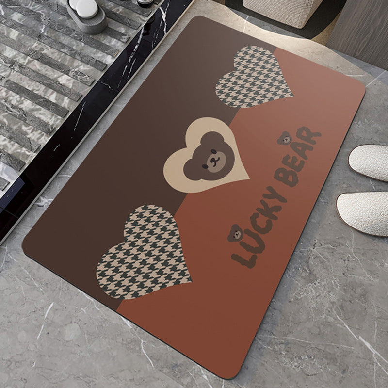 Soft diatom mud bathroom floor mat, quick-drying water absorption, non-slip door mat at the door of household toilet, shower room, toilet carpet