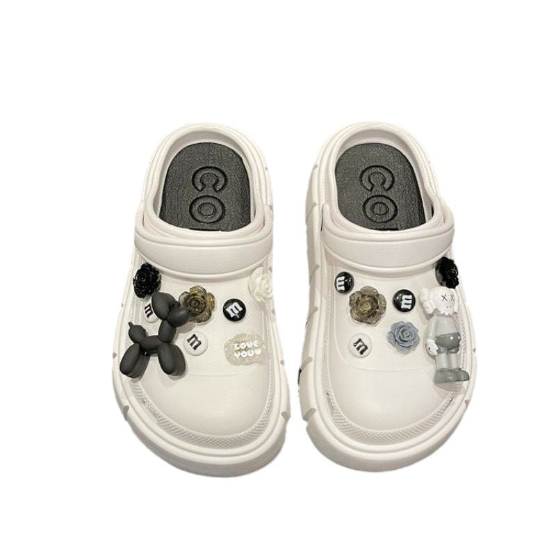 2024 hot style clogs for women wholesale summer outwear cute cartoon toe cap two-wear beach popular height-increasing sandals
