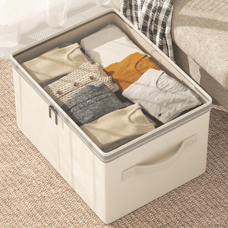New Tianshan Snow Cotton Visual Fabric Storage Box Household Cotton and Linen Clothing Storage Bag Wardrobe Finishing Large Storage Box